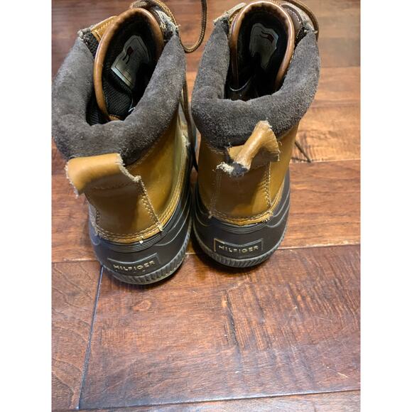 Tommy Hilfiger Two Tone Brown Leather & Rubber Charlie Laced Duck Boots Sz 11 - Picture 5 of 10